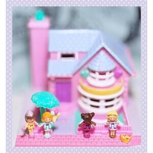 Polly Pocket VTG 1993 Light Up Bay Window House Country Compact 4 Dolls Tree